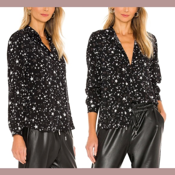 NEW Rails [ XS ] Noemi Star Button Down Long Sleeve Blouse‎ in Black Galaxy - Picture 15 of 16